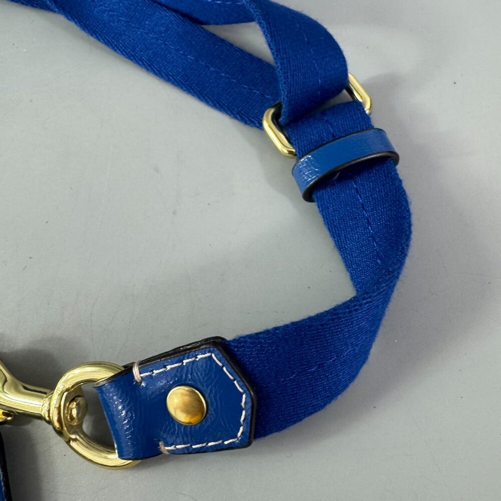 Coach Blue Cotton with Blue Patent Leather Accents Adjustable Strap w/ Fob - Picture 6 of 12